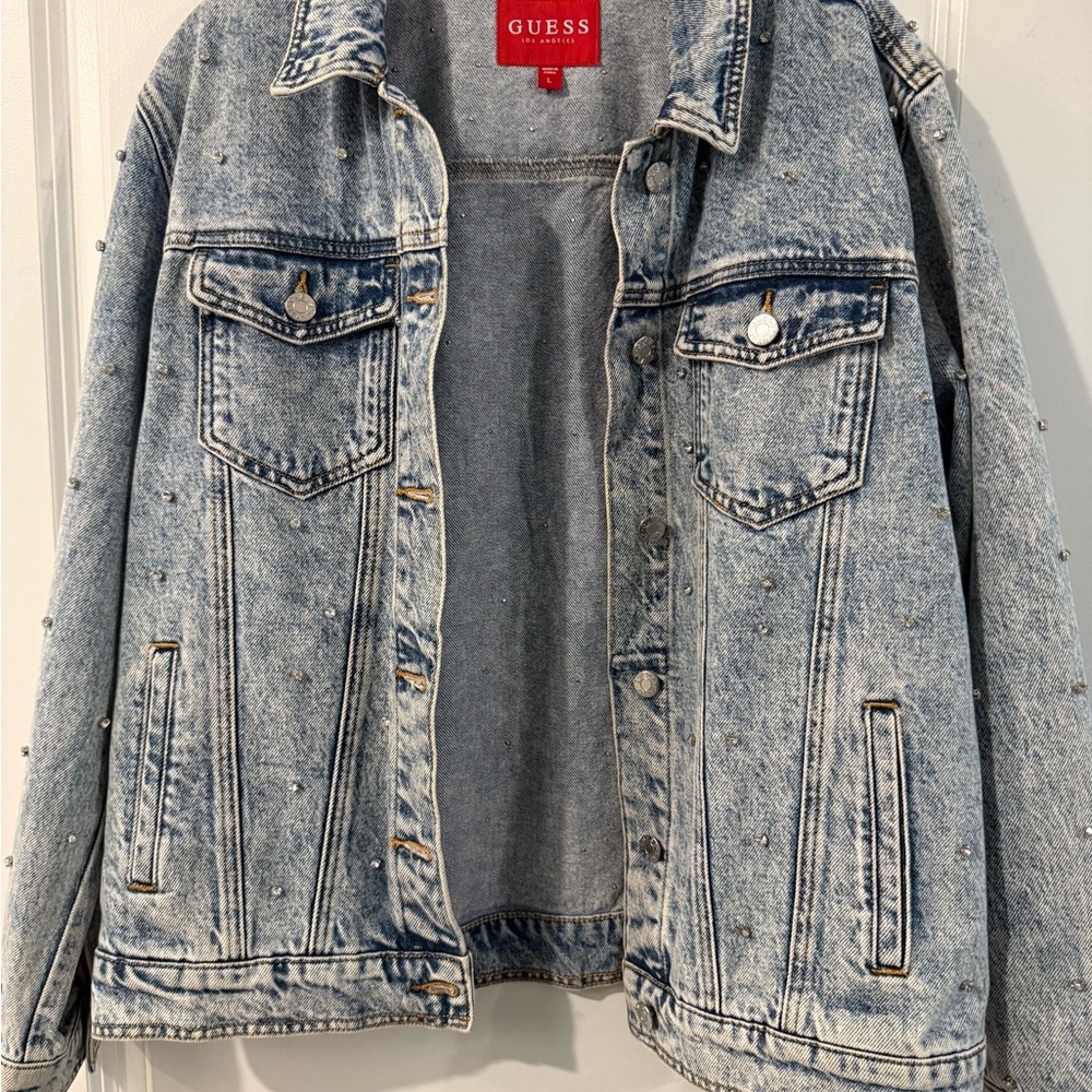 GUESS Blue Denim Jacket with Studded Accents